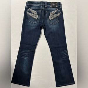 Miss Me Blue Boot Cut Jeans with Embroidered Details